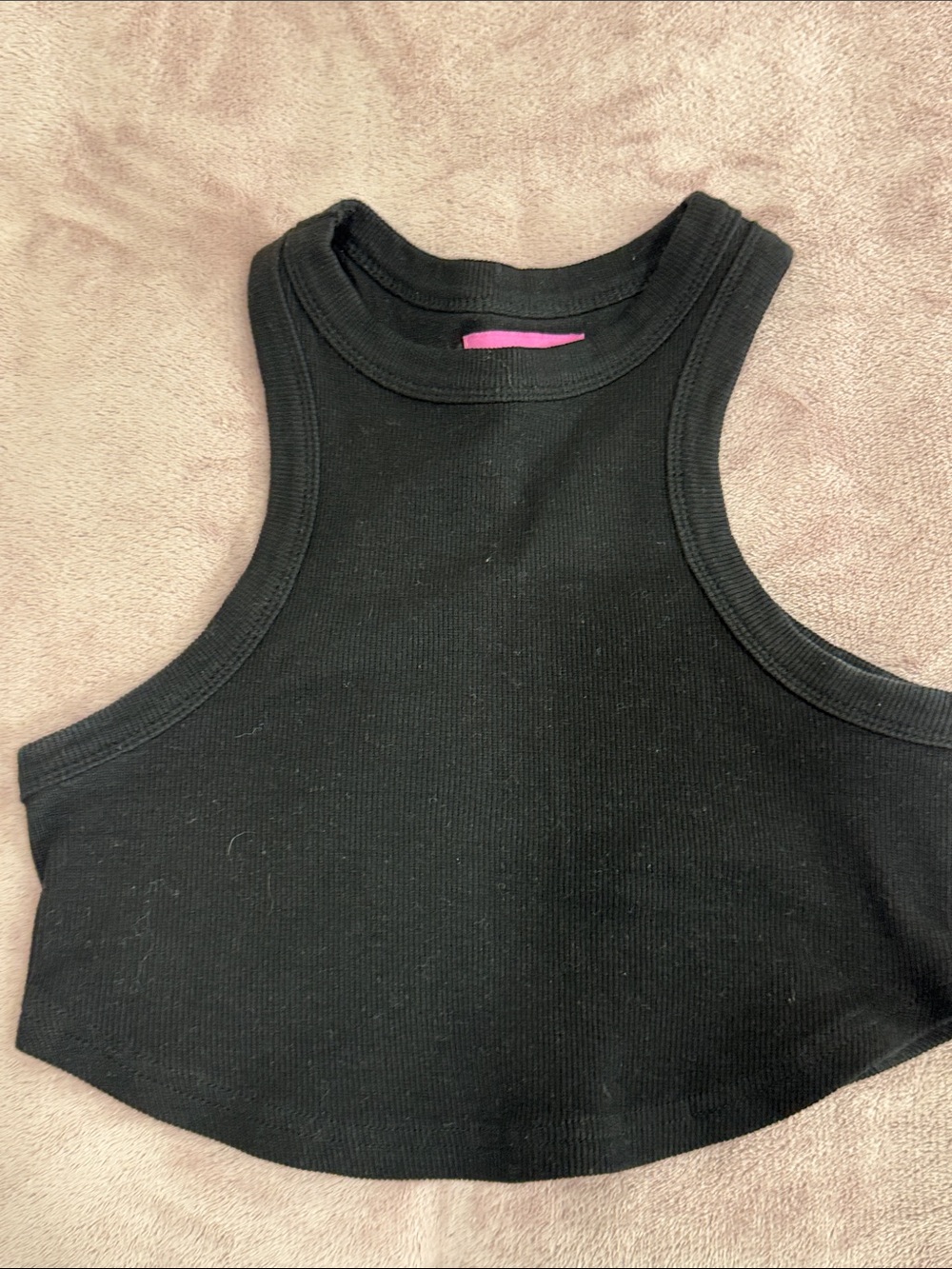 Edikted Black Ribbed Cropped Tank - Racerback Style